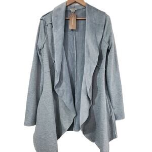 Anama Cardigan Women Small Gray Faux Fur Lined Waterfall Open Cottage Minimalist